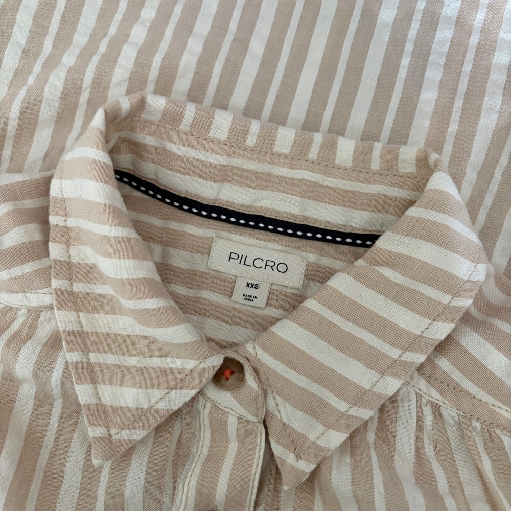 Anthropologie PILCRO The Hadley Relaxed Buttondown Shirt Top Striped Edition XXS - Picture 12 of 14